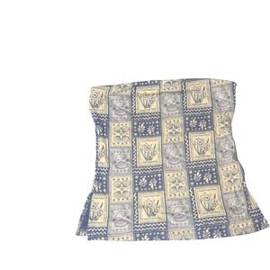 Faded Rose Women Blue Cream Floral Seashell Patchwork Tube Top XL NWT